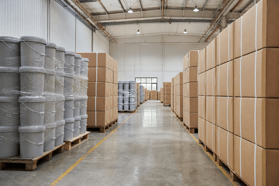 Organized lubricant cartons and pails prepared for business discussion